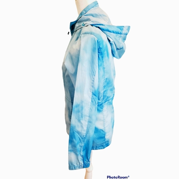Columbia Omni Tech Packable Windbreaker Rain Jacket Blue Tie Dye Size M - Picture 2 of 9